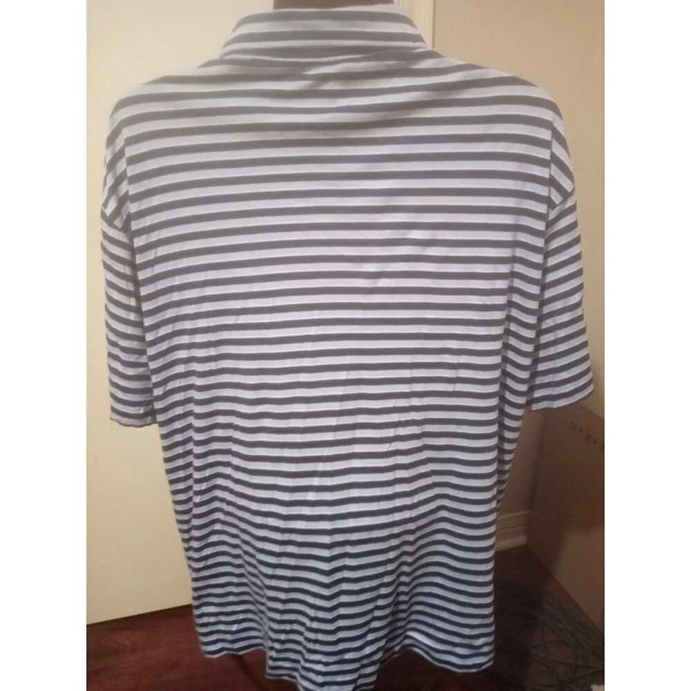 Polo Ralph Lauren Men’s 3XB Big Navy Blue Blue Stripe Short Sleeve Polo Shirt